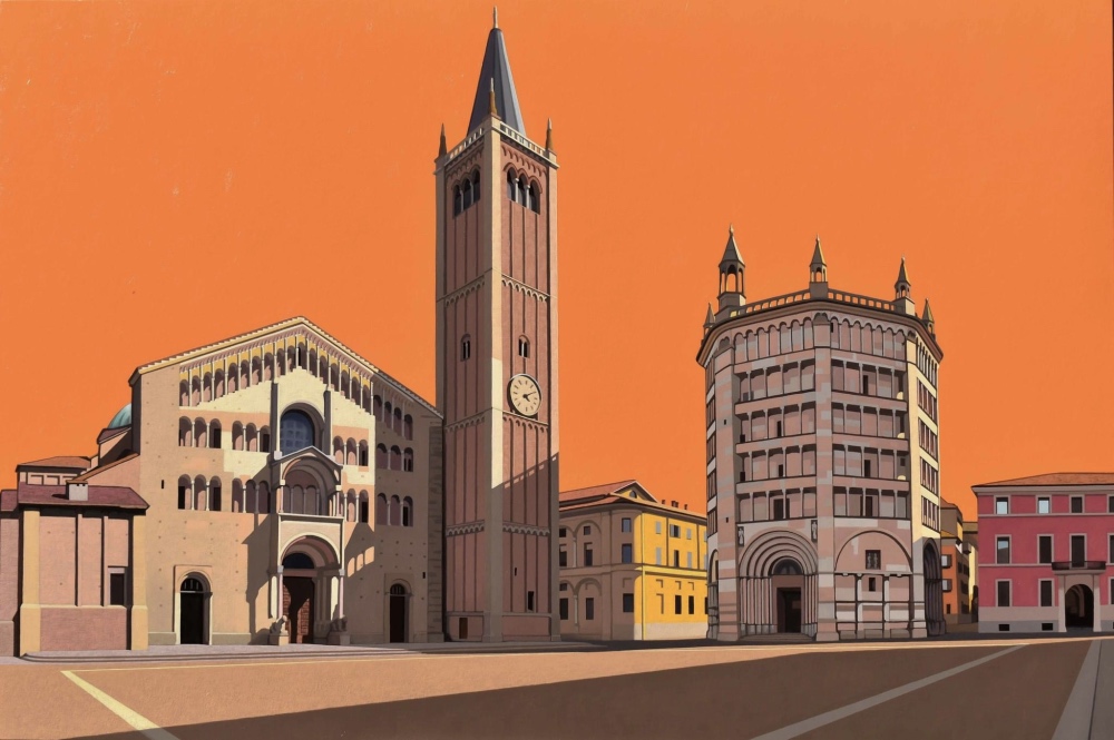 REGGI0023 Parma, Piazza Duomo olio su tela cm 100x150 - 2023